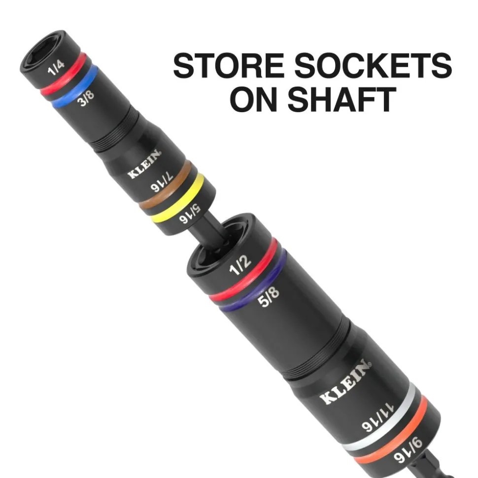Klein Tools KNECT™ Quad-24 Heavy-Duty Impact Flip Sockets, SAE and Metric, 6-Piece 656QS