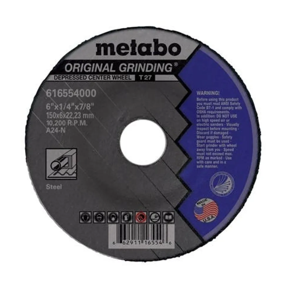 Metabo Type 27 A24N Original Grinding Wheel 6" x 1/4" x 7/8" US616554000