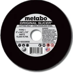 Metabo Type 1 Original Slicer A60TZ 6" x .04" x 7/8" Cutting Wheel 655339000