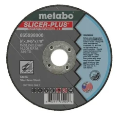 Metabo Type 1 Slicer Plus A60TX 6" x .045" x 7/8" Cutting Wheel 655998000
