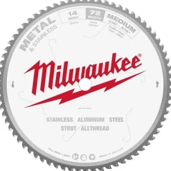Milwaukee 14" 72 Tooth 1" Arbor Circular Saw Metal & Stainless Cutting Blade 48-40-4505