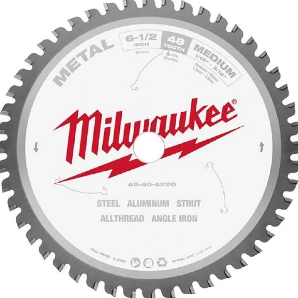 Milwaukee 6-1/2" 48 Tooth 5/8" Arbor Circular Saw Metal Cutting Blade 48-40-4220