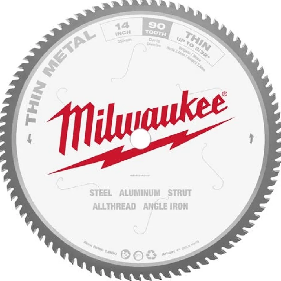 Milwaukee 14" 90 Tooth 1" Arbor Circular Saw Thin Metal Cutting Blade 48-40-4510