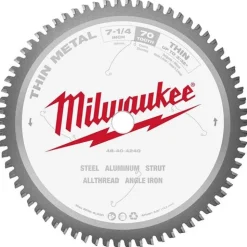 Milwaukee 7-1/4" 70 Tooth 5/8" Arbor Circular Saw Thin Metal Cutting Blade 48-40-4240