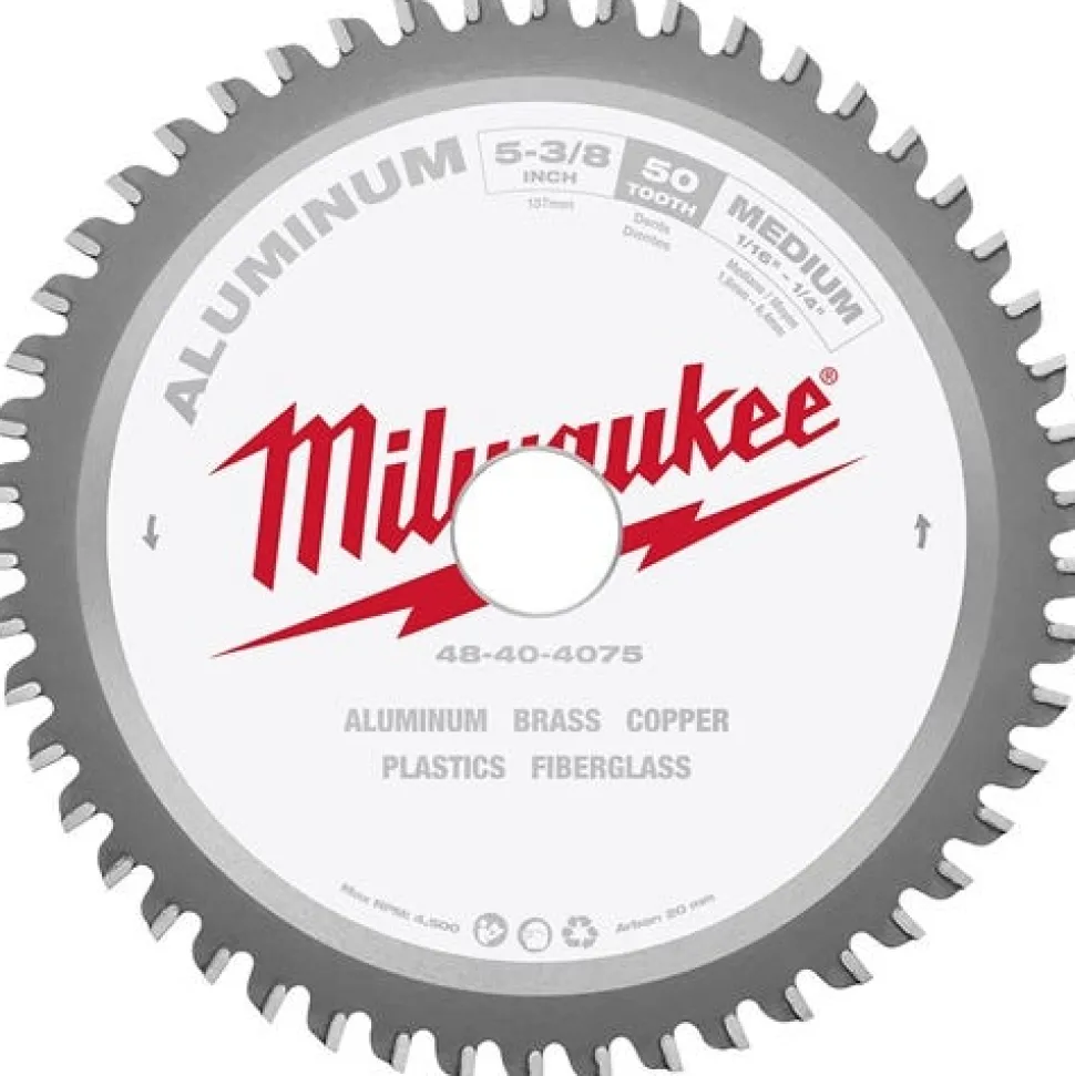 Milwaukee 5-3/8" 50 Tooth 20mm Arbor Circular Saw Aluminum Cutting Blade 48-40-4075
