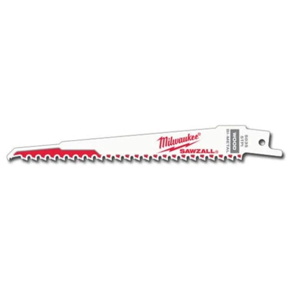 Milwaukee 6" 5 TPI Wood Cutting Sawzall Blade (Each) 48-01-7035