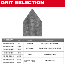 Milwaukee 180 Grit Mesh Sanding Sheet for M12 FUEL Orbital Detail Sander 12pk 48-80-5180