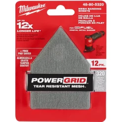 Milwaukee 320 Grit Mesh Sanding Sheet for M12 FUEL Orbital Detail Sander 12pk 48-80-5320