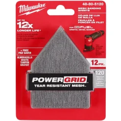 Milwaukee 120 Grit Mesh Sanding Sheet for M12 FUEL Orbital Detail Sander 12pk 48-80-5120