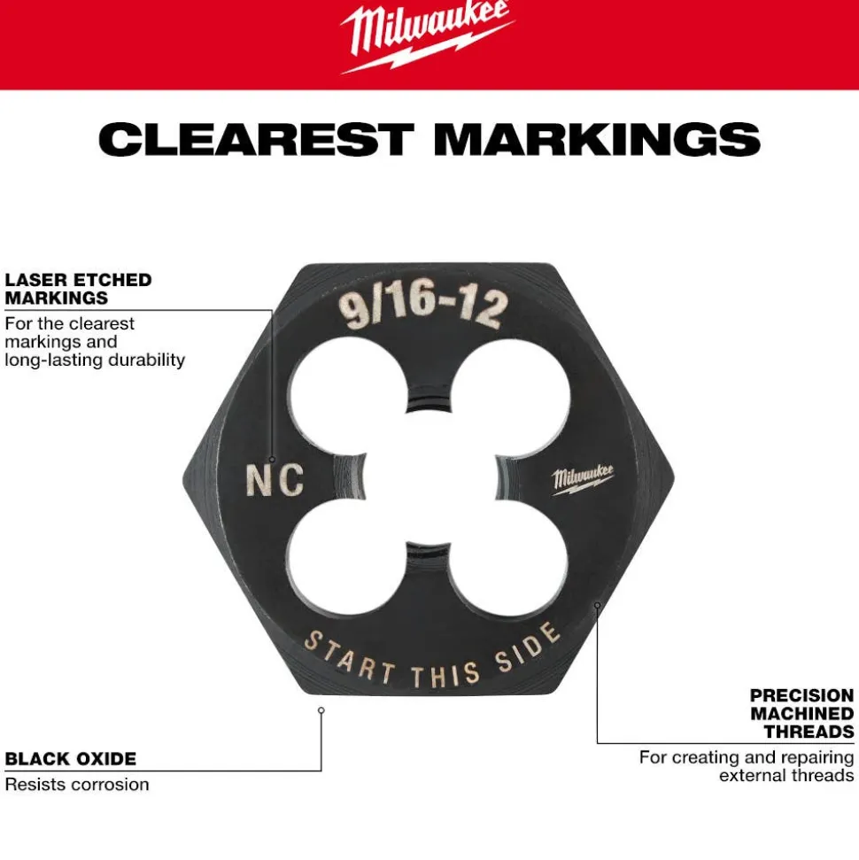 Milwaukee 3/4"-10 NC 1-7/16" Hex Threading Die 49-57-5376