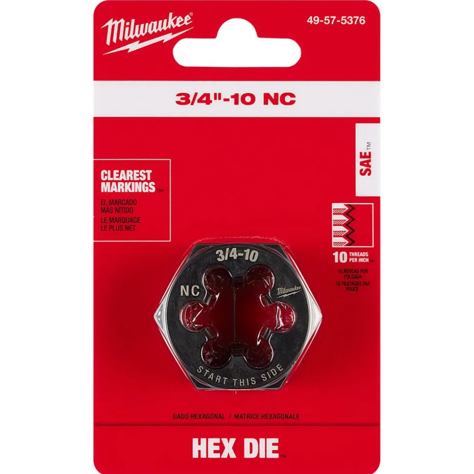 Milwaukee 3/4"-10 NC 1-7/16" Hex Threading Die 49-57-5376