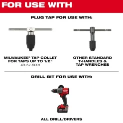 Milwaukee 6-32 NC Straight Flute Plug Tap & #36 Drill Bit 49-57-5515