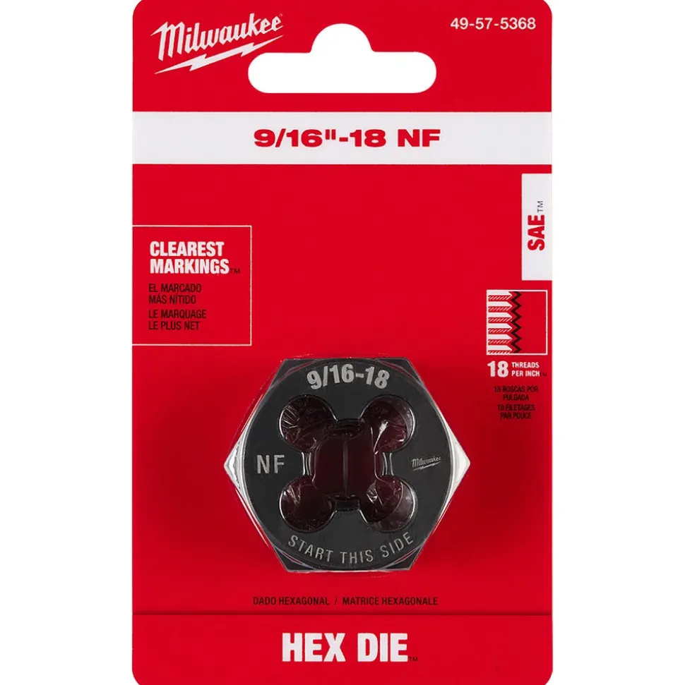 Milwaukee 9/16"-18 NF 1-7/16" Hex Threading Die 49-57-5368