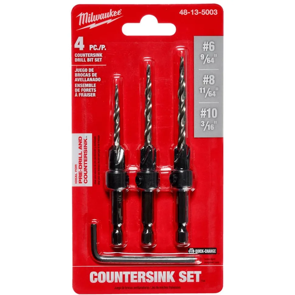 Milwaukee 4 Piece Countersink Drill Bit Set 48-13-5003