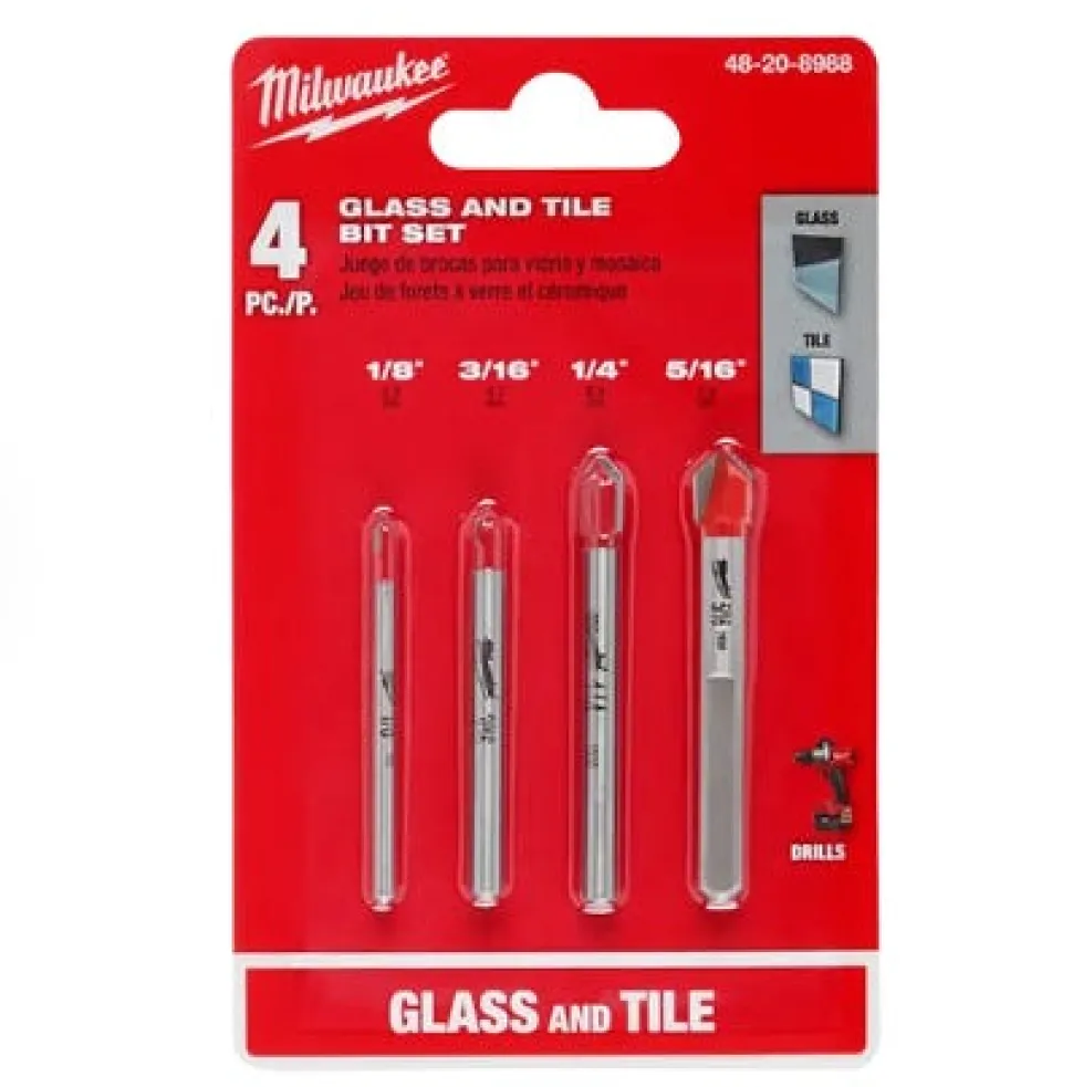 Milwaukee 4 Piece Glass and Tile Bit Set 48-20-8988