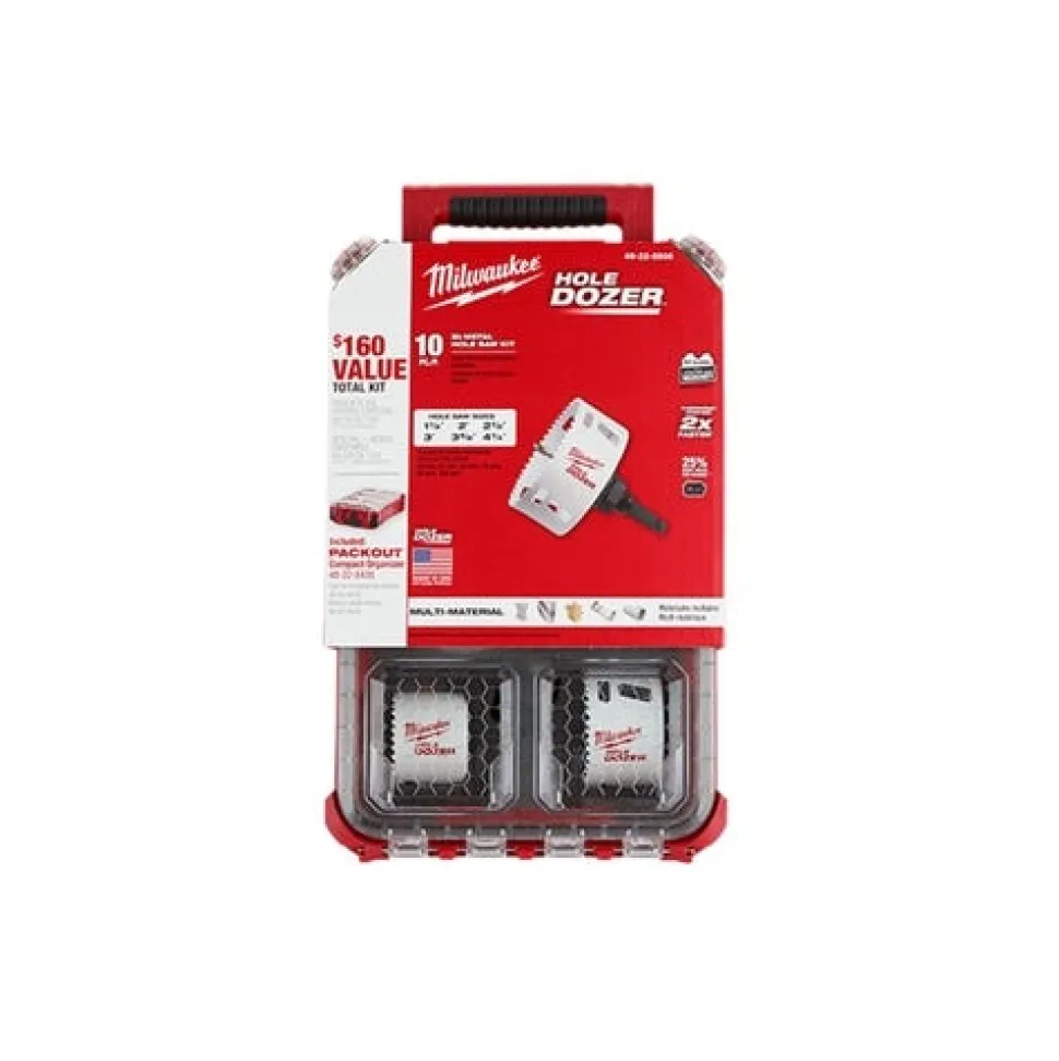 Milwaukee 10 Piece Hole Dozer Bimetal Hole Saw Packout Kit 49-22-5606