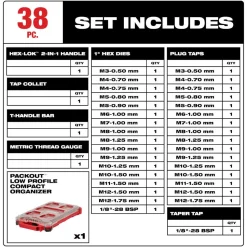 Milwaukee 38 Piece Metric Tap & Die PACKOUT Set w/ Hex-LOK 2-in-1 Handle 49-22-5603