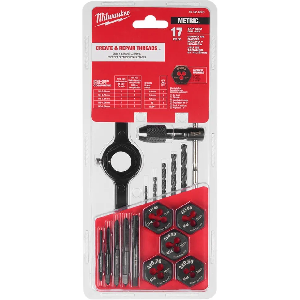 Milwaukee 17 Piece Metric Tap and Die Set 49-22-5601