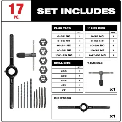 Milwaukee 17 Piece SAE Tap and Die Set 49-22-5600