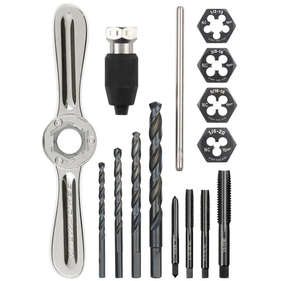 Milwaukee 15 Piece SAE Tap and Die Set with Hex-LOK 2-in-1 Handle 49-22-5602