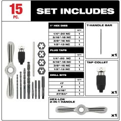 Milwaukee 15 Piece SAE Tap and Die Set with Hex-LOK 2-in-1 Handle 49-22-5602