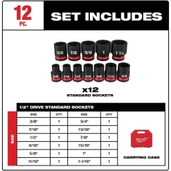 Milwaukee 12 Piece Shockwave Impact Duty 1/2
