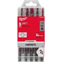 Milwaukee 5 Piece SHOCKWAVE Impact Duty Carbide Hammer Drill Bit Set 48-20-9051