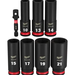 Milwaukee 8 Piece Shockwave Impact Duty 3/8" Drive Metric Deep 6 Point Socket Set 49-66-7021