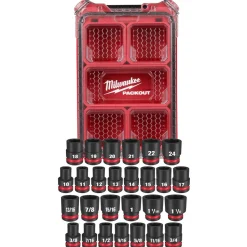 Milwaukee 27 Piece SHOCKWAVE Impact Duty 1/2" Drive Metric & SAE PACKOUT Standard Socket Set 49-66-6804