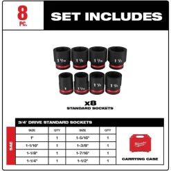 Milwaukee 8 Piece Shockwave Impact Duty 3/4