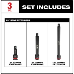 Milwaukee 3 Piece Shockwave Impact Duty 1/2" Drive Extension Set 49-66-6715