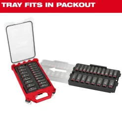 Milwaukee 19 Piece SHOCKWAVE Impact Duty 3/8" Drive Metric PACKOUT Deep Socket Tray Set 49-66-6816