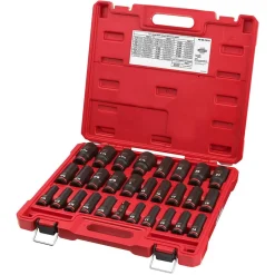 Milwaukee 29 Piece SHOCKWAVE Impact Duty 1/2" Drive SAE & Metric Deep 6 Point Socket Set 49-66-7016