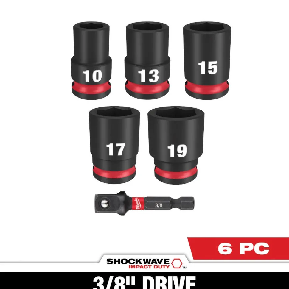Milwaukee 6 Piece SHOCKWAVE Impact Duty 3/8" Drive Metric Standard Socket Set 49-66-7036
