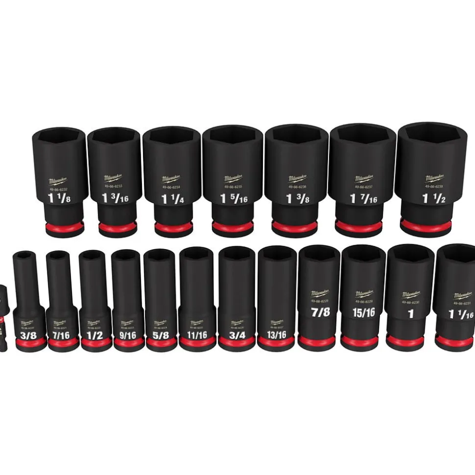 Milwaukee 19 Piece SHOCKWAVE Impact Duty 1/2" Drive SAE Deep 6 Point Socket Set 49-66-7012