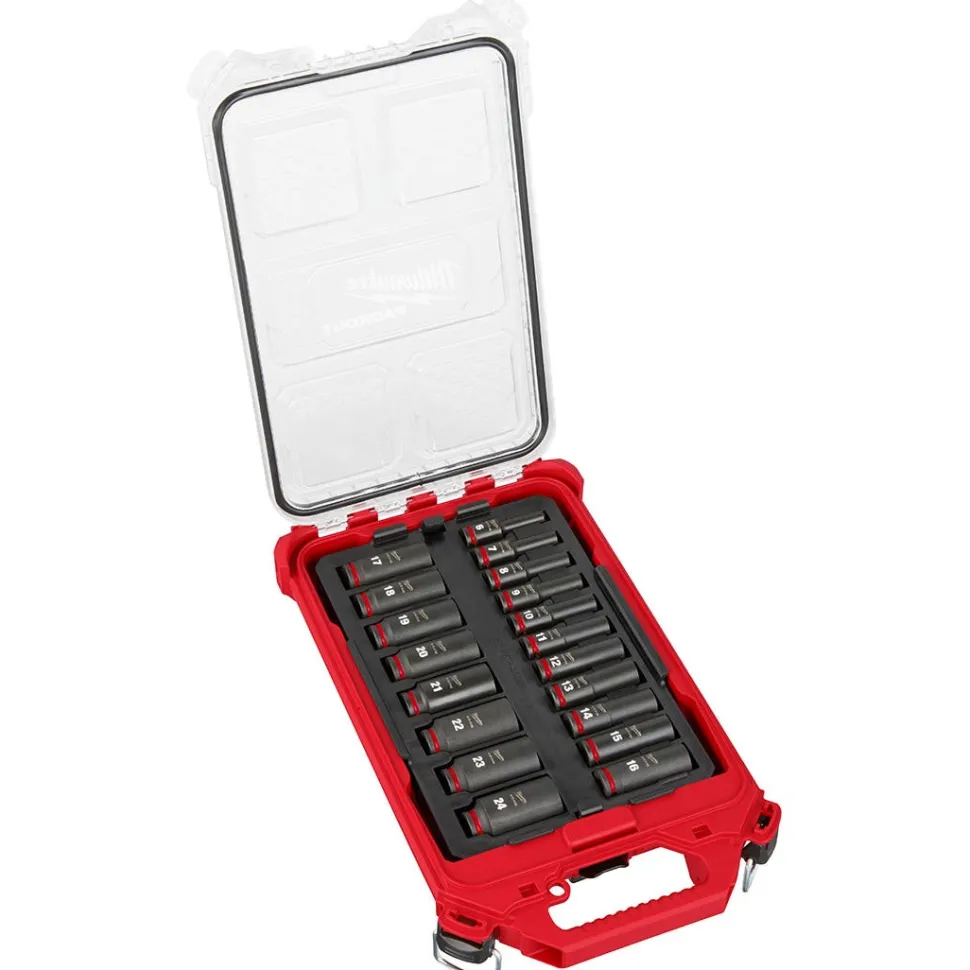 Milwaukee 19 Piece SHOCKWAVE Impact Duty 3/8" Drive Metric PACKOUT Deep Socket Set 49-66-6801