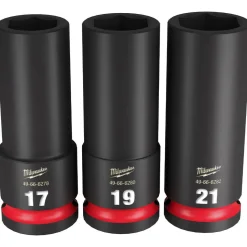 Milwaukee 3 Piece Shockwave Impact Duty 1/2" Drive Metric Deep 6 Point Socket Set 49-66-7025