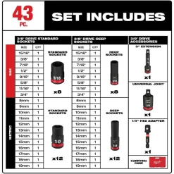 Milwaukee 43 Piece Shockwave Impact Duty 3/8