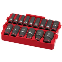Milwaukee 15 Piece SHOCKWAVE Impact Duty 1/2" Drive SAE PACKOUT Deep Socket Tray Set 49-66-6817