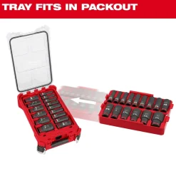 Milwaukee 15 Piece SHOCKWAVE Impact Duty 1/2" Drive SAE PACKOUT Deep Socket Tray Set 49-66-6817