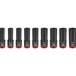 Milwaukee 9 Piece SHOCKWAVE Impact Duty 1/2" Drive Metric Deep 6 Point Socket Set 49-66-7032