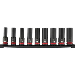 Milwaukee 9 Piece SHOCKWAVE Impact Duty 1/2" Drive Metric Deep 6 Point Socket Set 49-66-7032