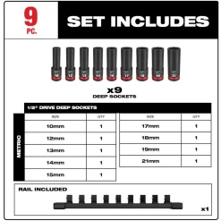 Milwaukee 9 Piece SHOCKWAVE Impact Duty 1/2