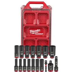 Milwaukee 17 Piece SHOCKWAVE Impact Duty 3/8" Drive SAE PACKOUT Deep Socket Set 49-66-6800