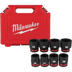Milwaukee 8 Piece Shockwave Impact Duty 3/4" Drive Metric Standard 6 Point Socket Set 49-66-7019