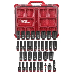 Milwaukee 36 Piece SHOCKWAVE Impact Duty 3/8" Drive Metric & SAE PACKOUT Deep Socket Set 49-66-6805