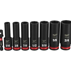 Milwaukee 8 Piece Shockwave Impact Duty 3/8" Drive SAE Deep 6 Point Socket Set 49-66-7024