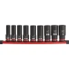 Milwaukee 9 Piece Shockwave Impact Duty 1/2" Drive SAE Deep 6 Point Socket Set 49-66-7022