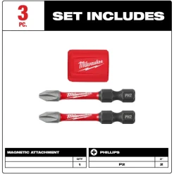 Milwaukee 3 Piece SHOCKWAVE Impact Duty Magnetic Attachment and PH2 Bit Set - 48-32-4550