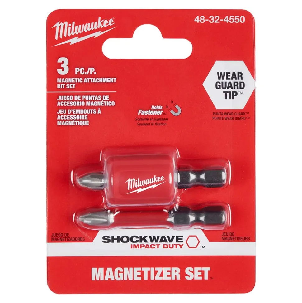 Milwaukee 3 Piece SHOCKWAVE Impact Duty Magnetic Attachment and PH2 Bit Set - 48-32-4550